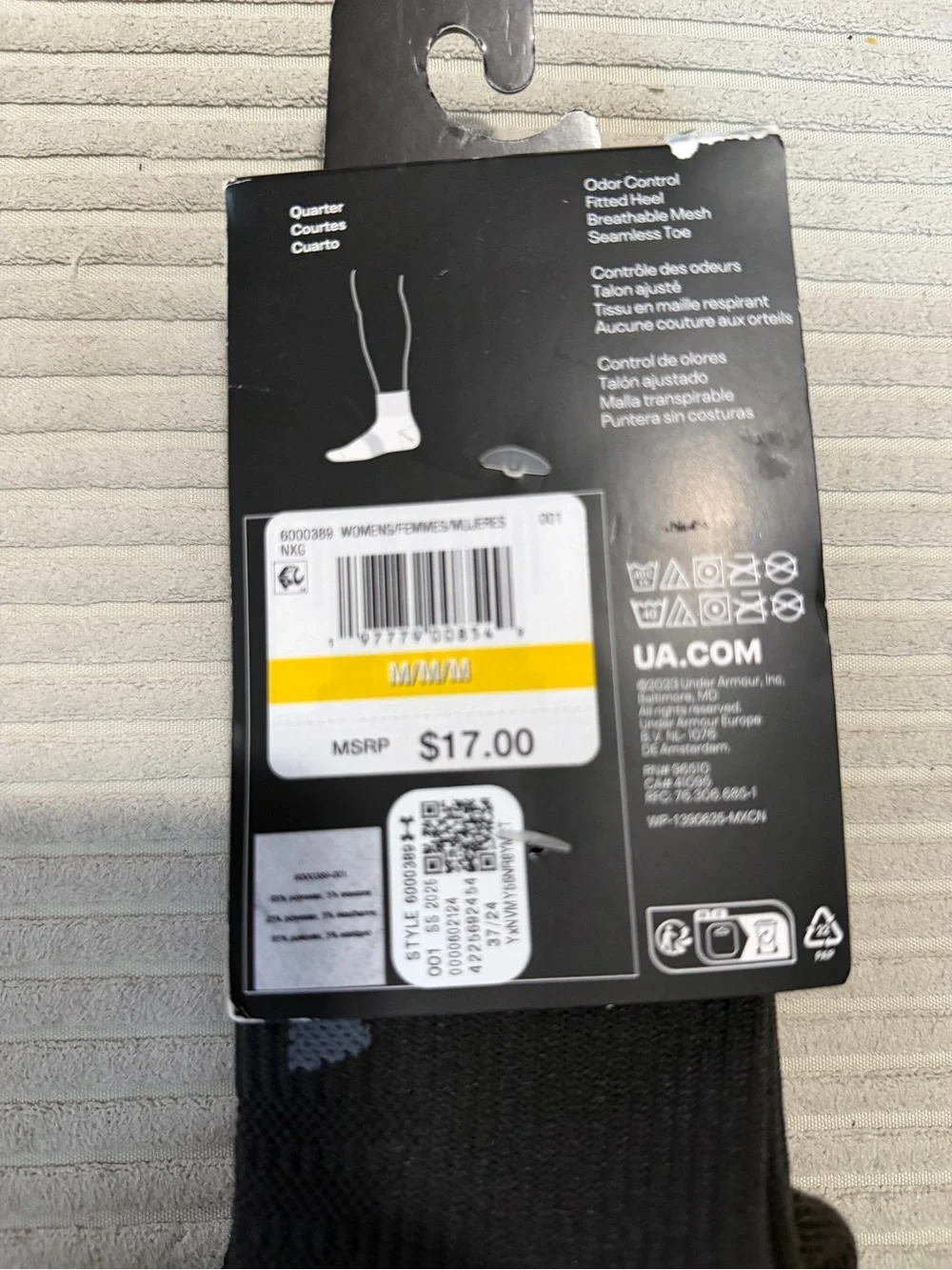 Under Armour Black Crew Training Socks with Logo